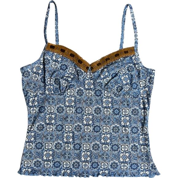 Xhilaration Boho Y2K Floral Tile Cami Tank Top - Picture 1 of 5